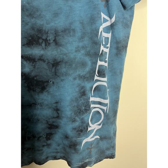 Affliction Mens Polo Shirt Large Blue Tie Dye Live Fast Short Sleeve Cross - Picture 5 of 10